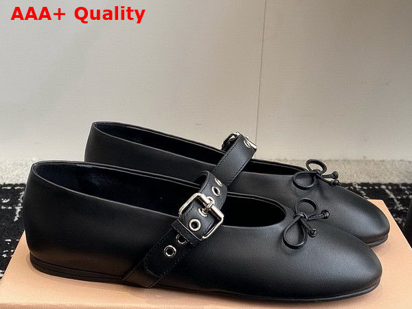 Miu Miu Leather Ballerinas in Black 5F210E Replica