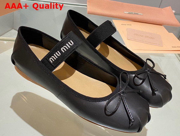 Miu Miu Leather Ballerinas in Black 5F794D Replica