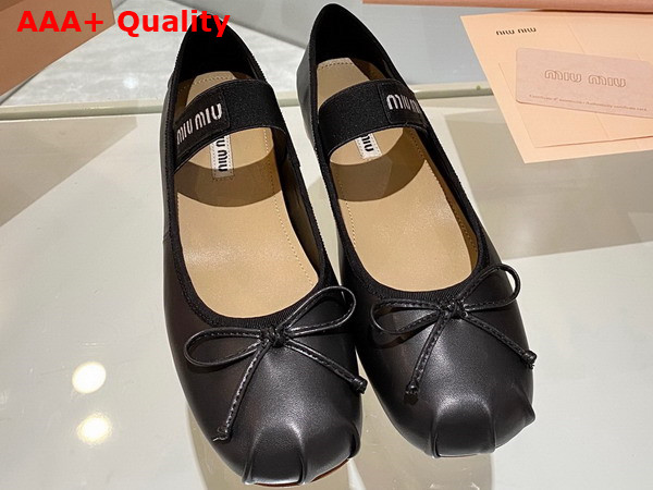 Miu Miu Leather Ballerinas in Black 5F794D Replica