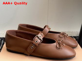 Miu Miu Leather Ballerinas in Cognac Brown 5F210E Replica