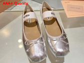 Miu Miu Leather Ballerinas in Silver 5F794D Replica