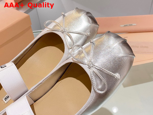 Miu Miu Leather Ballerinas in Silver 5F794D Replica