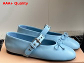 Miu Miu Leather Ballerinas in Sky Blue 5F210E Replica