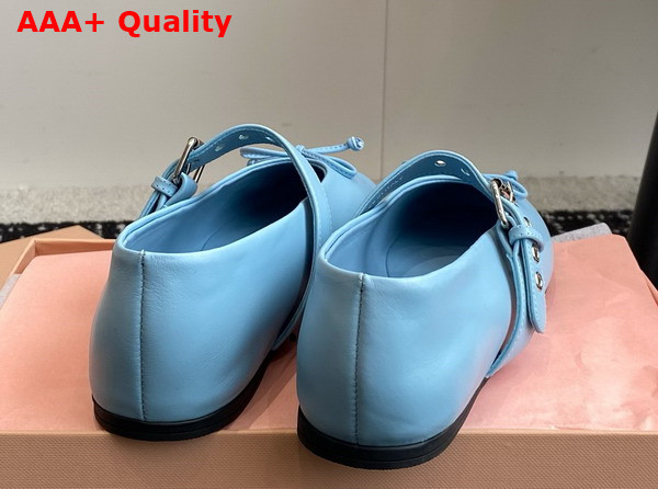 Miu Miu Leather Ballerinas in Sky Blue 5F210E Replica