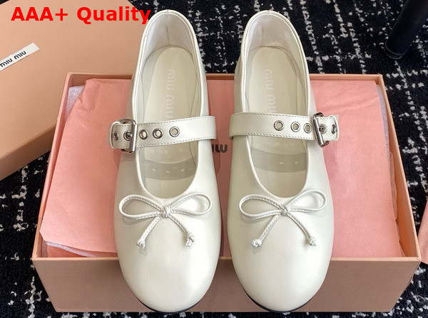 Miu Miu Leather Ballerinas in White 5F210E Replica