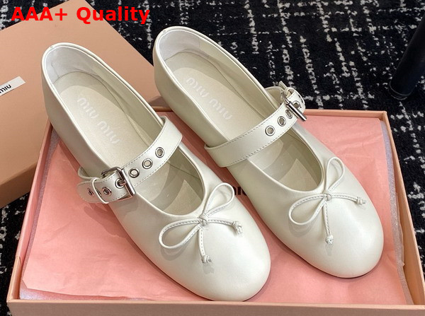Miu Miu Leather Ballerinas in White 5F210E Replica