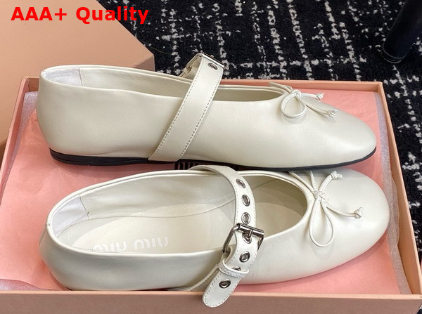 Miu Miu Leather Ballerinas in White 5F210E Replica