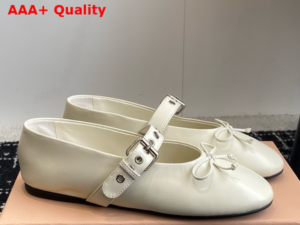 Miu Miu Leather Ballerinas in White 5F210E Replica