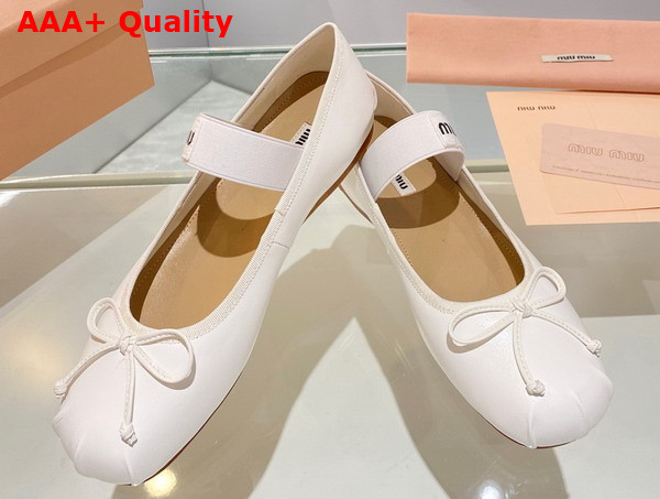 Miu Miu Leather Ballerinas in White 5F794D Replica