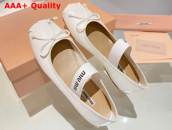 Miu Miu Leather Ballerinas in White 5F794D Replica