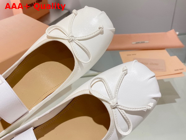 Miu Miu Leather Ballerinas in White 5F794D Replica