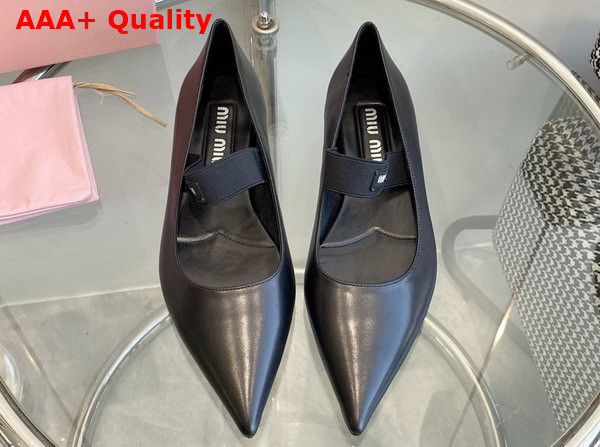 Miu Miu Leather Ballet Flats in Black Replica