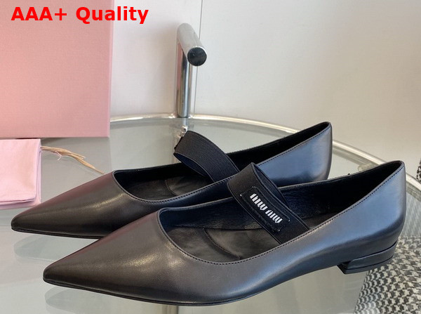 Miu Miu Leather Ballet Flats in Black Replica