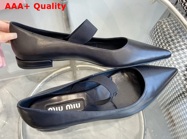 Miu Miu Leather Ballet Flats in Black Replica