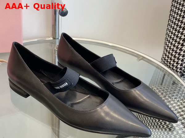 Miu Miu Leather Ballet Flats in Black Replica