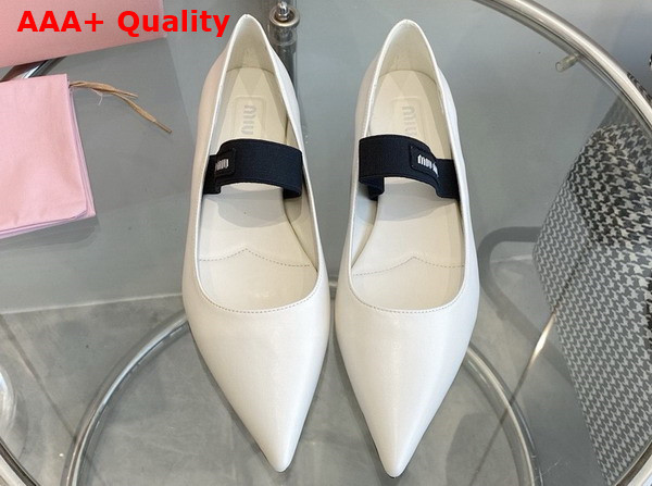 Miu Miu Leather Ballet Flats in White Replica