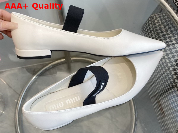Miu Miu Leather Ballet Flats in White Replica