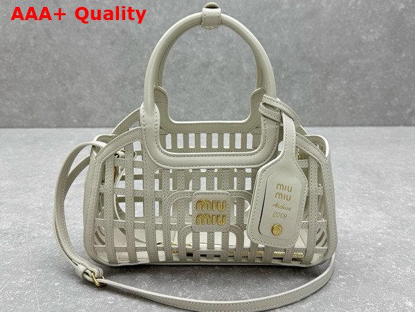 Miu Miu Leather Basket in Chalk White 5BA294 Replica