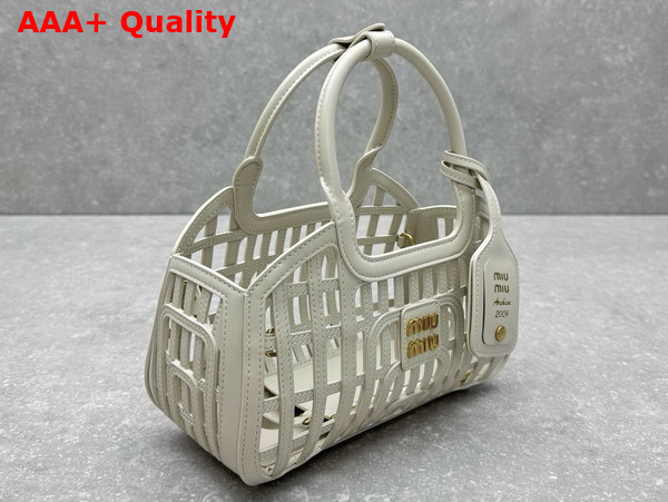 Miu Miu Leather Basket in Chalk White 5BA294 Replica