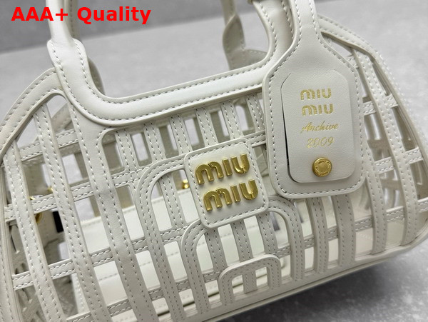 Miu Miu Leather Basket in Chalk White 5BA294 Replica