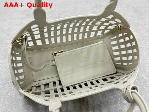 Miu Miu Leather Basket in Chalk White 5BA294 Replica