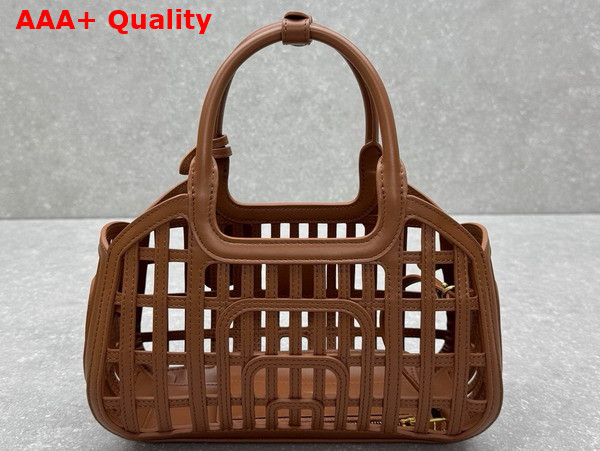 Miu Miu Leather Basket in Cognac 5BA294 Replica