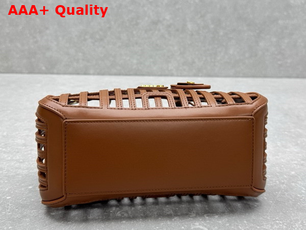 Miu Miu Leather Basket in Cognac 5BA294 Replica