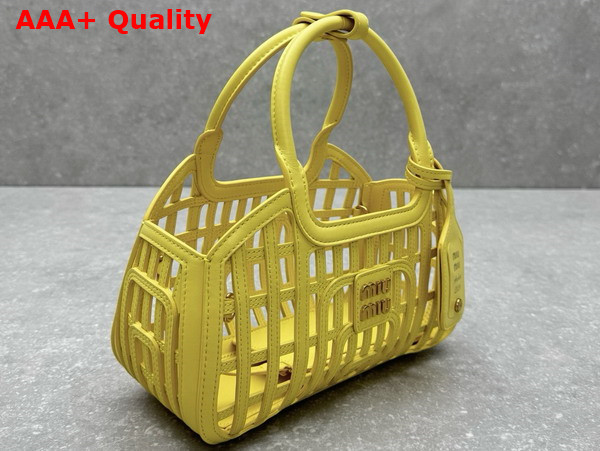 Miu Miu Leather Basket in Lemon Yellow 5BA294 Replica