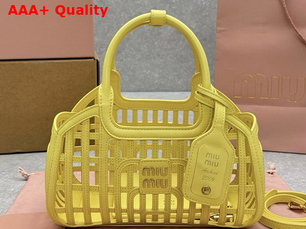 Miu Miu Leather Basket in Lemon Yellow 5BA294 Replica