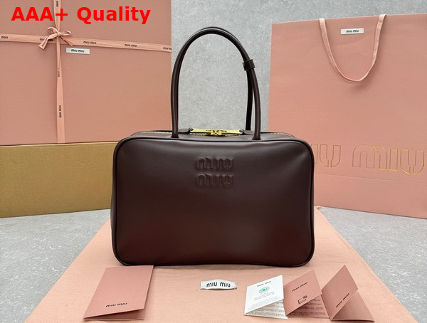 Miu Miu Leather Beau Bag in Briarwood 5BB117 Replica