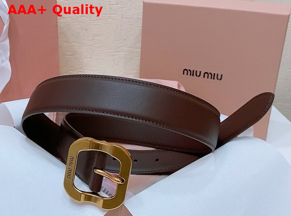 Miu Miu Leather Belt in Briarwood 5CC663 Replica