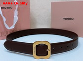 Miu Miu Leather Belt in Briarwood 5CC663 Replica