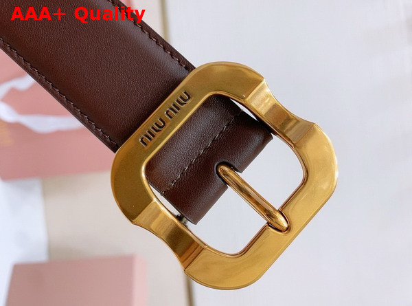 Miu Miu Leather Belt in Briarwood 5CC663 Replica