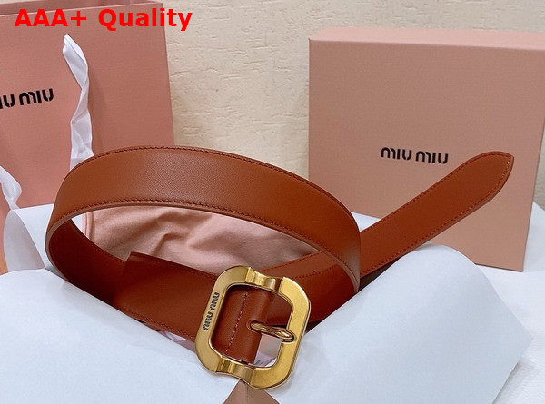 Miu Miu Leather Belt in Rust 5CC663 Replica
