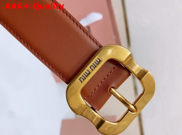 Miu Miu Leather Belt in Rust 5CC663 Replica