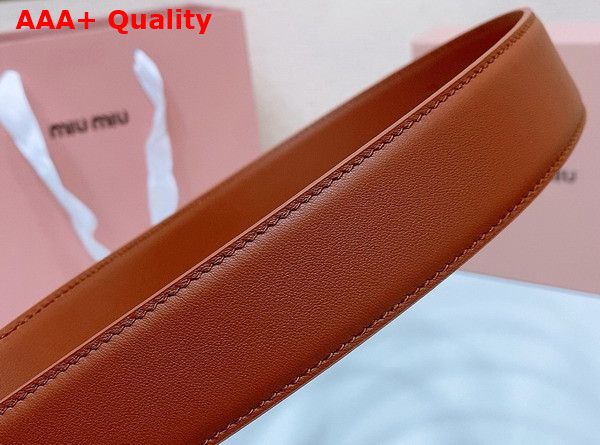 Miu Miu Leather Belt in Rust 5CC663 Replica