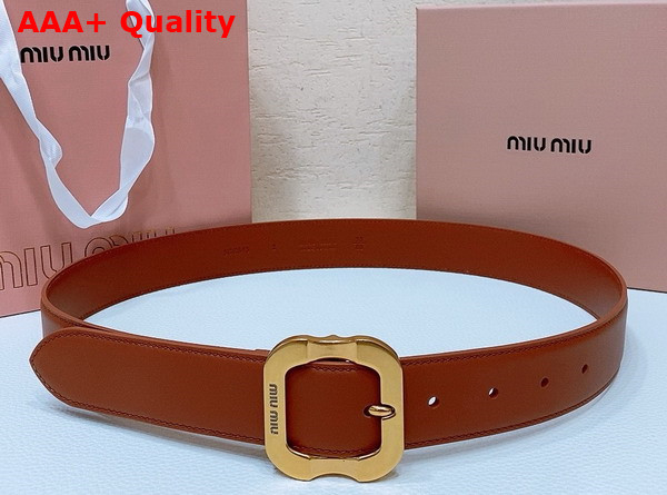 Miu Miu Leather Belt in Rust 5CC663 Replica