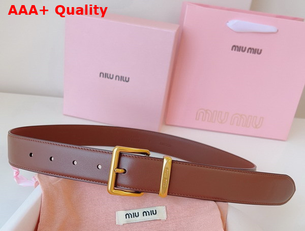 Miu Miu Leather Belt in Tobacco 5CC536 Replica
