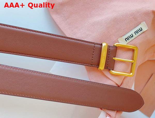 Miu Miu Leather Belt in Tobacco 5CC536 Replica