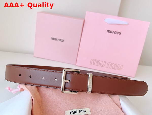 Miu Miu Leather Belt in Tobacco 5CC536 Replica