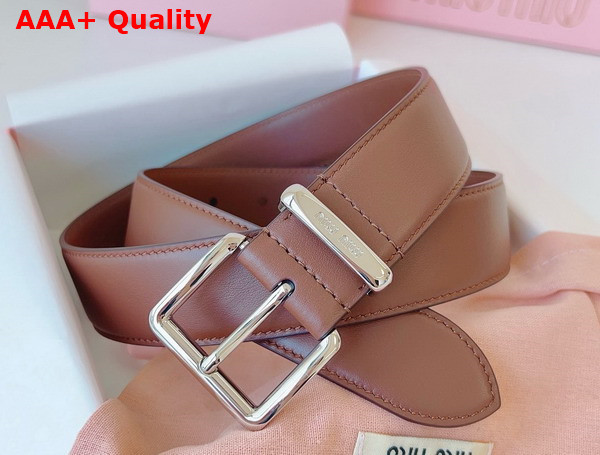 Miu Miu Leather Belt in Tobacco 5CC536 Replica