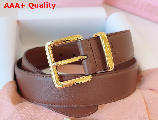 Miu Miu Leather Belt in Tobacco 5CC536 Replica