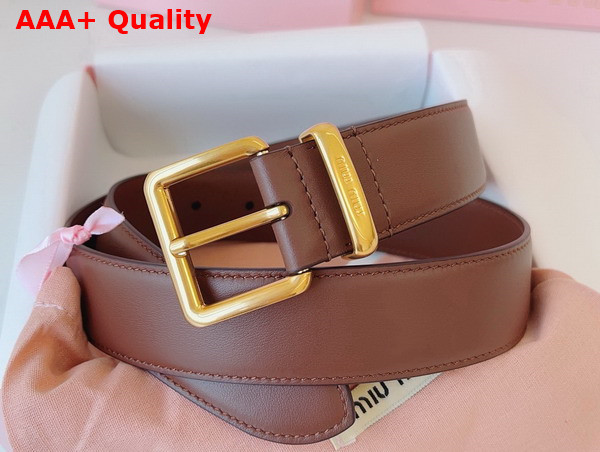 Miu Miu Leather Belt in Tobacco 5CC536 Replica