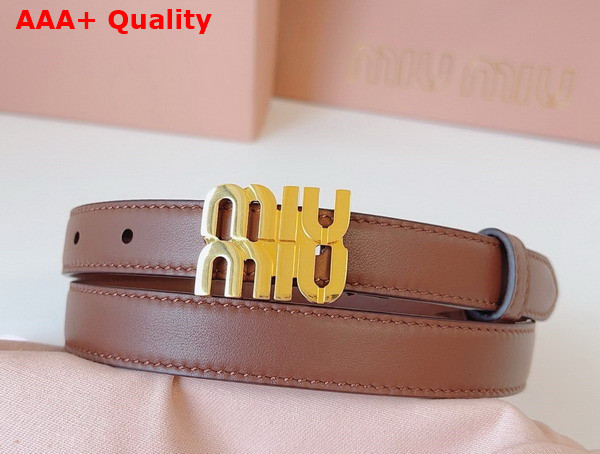 Miu Miu Leather Belt in Tobacco 5CC559 Replica