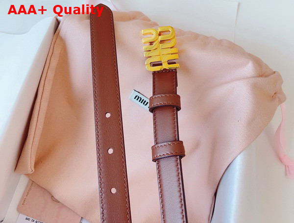Miu Miu Leather Belt in Tobacco 5CC559 Replica