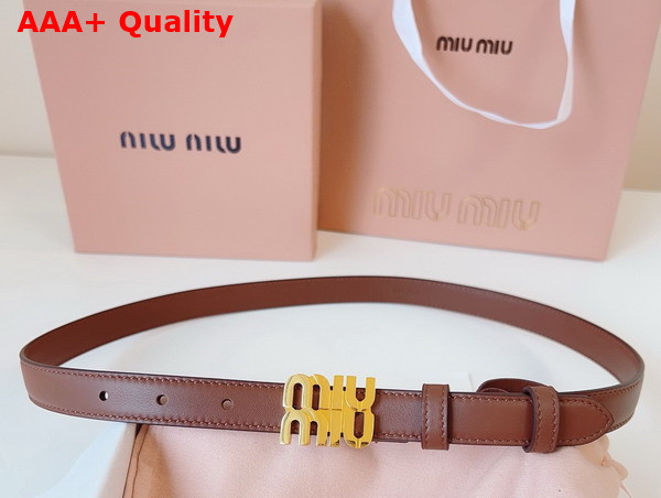 Miu Miu Leather Belt in Tobacco 5CC559 Replica