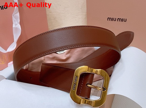 Miu Miu Leather Belt in Tobacco 5CC663 Replica