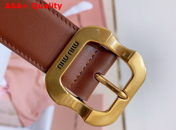 Miu Miu Leather Belt in Tobacco 5CC663 Replica