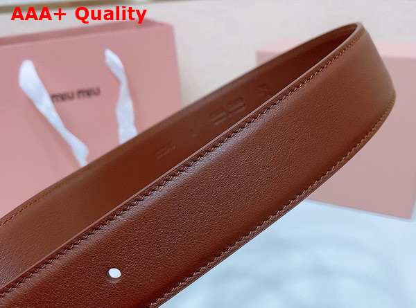 Miu Miu Leather Belt in Tobacco 5CC663 Replica