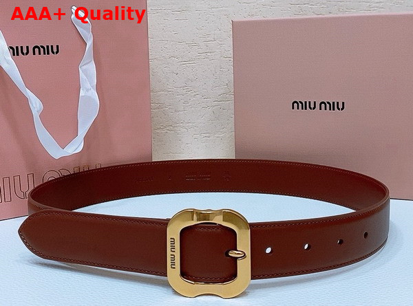 Miu Miu Leather Belt in Tobacco 5CC663 Replica